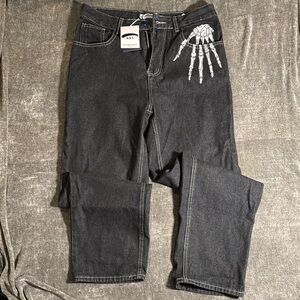 Aelfric Eden High Rise Black Jeans with Skeleton Design